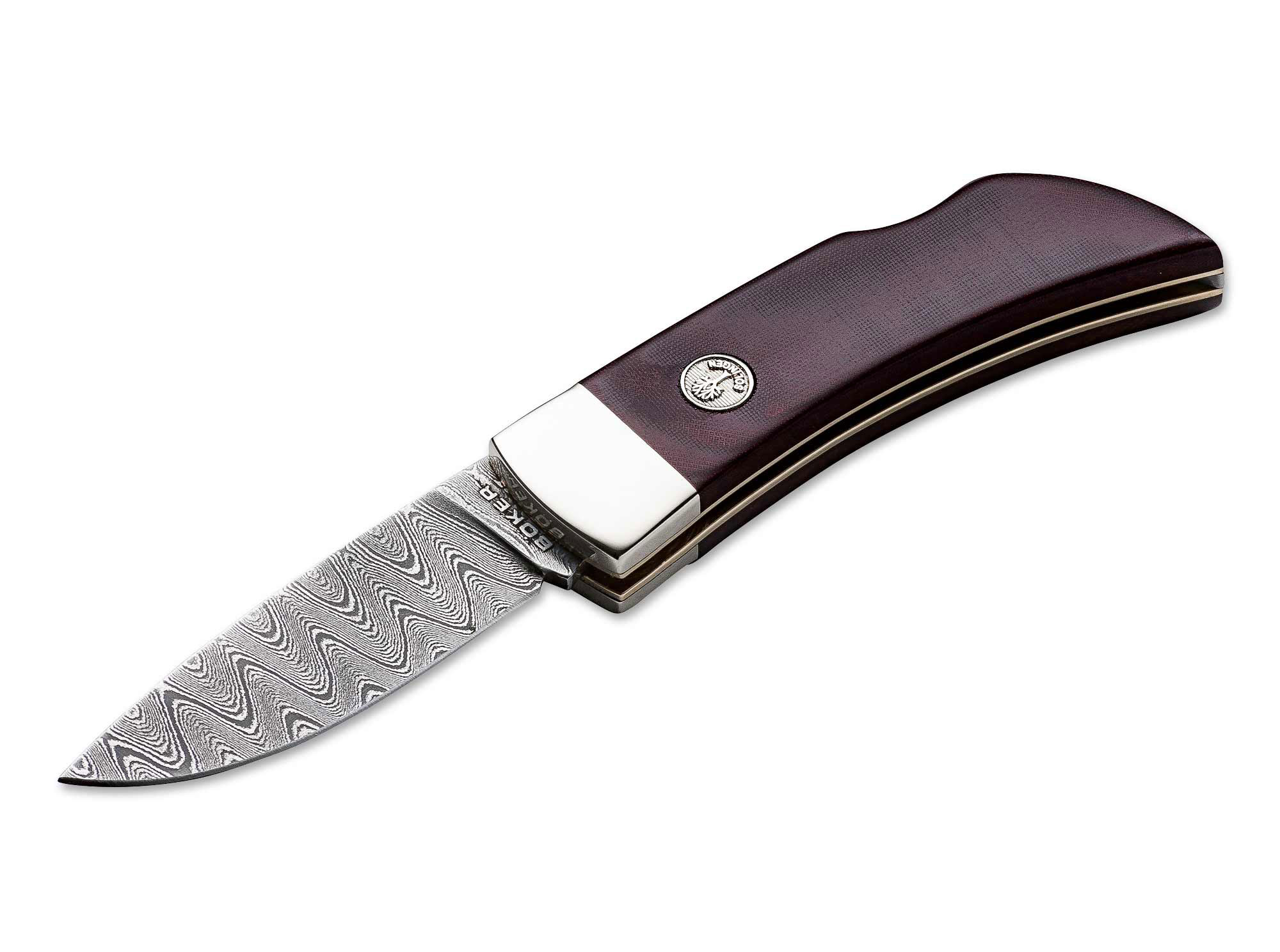 Boker offers Pocket knife Boker Pocket Damascus Red by Boker as Damascus knife / collector's knife.