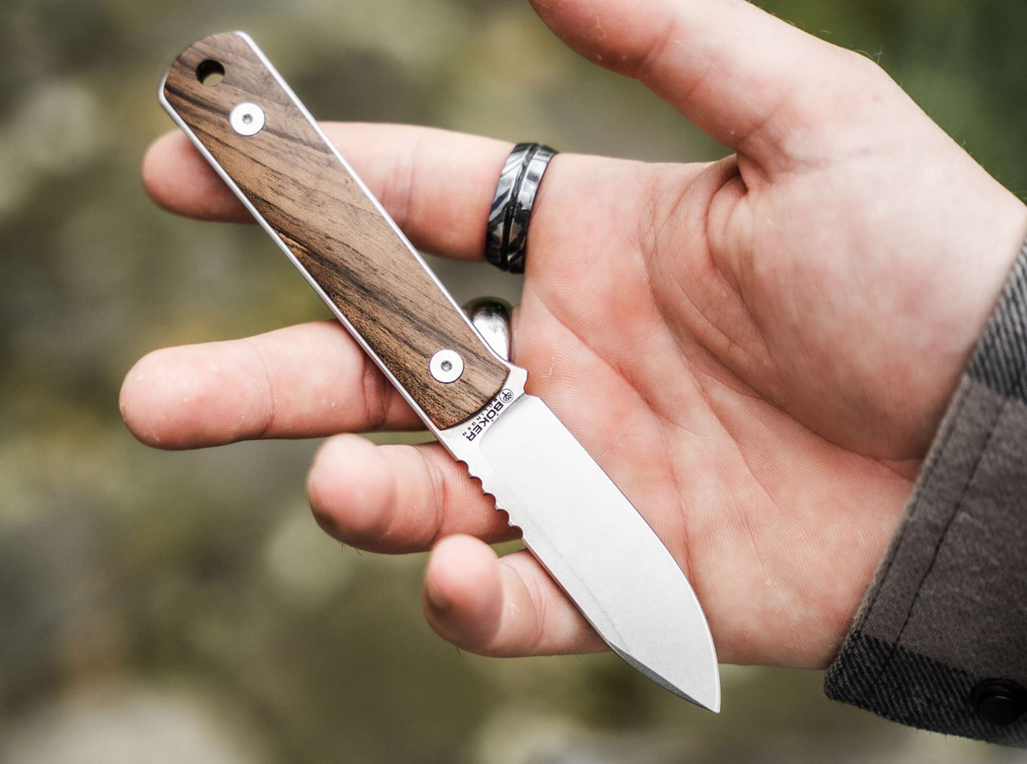 BOKER® BFF Packlite Walnut Fixed Skeleton Neck Knife 2.68